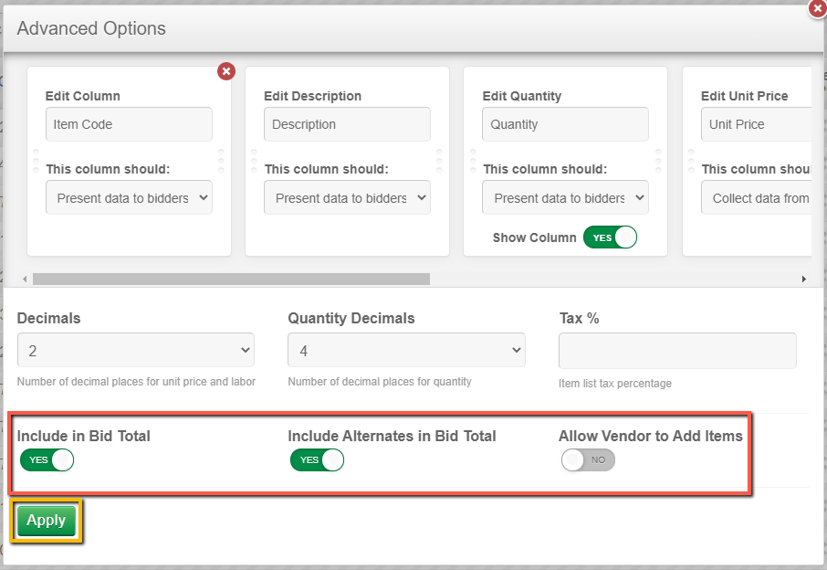 Solicitation Component Options In The Bid Express® Service – Infotech